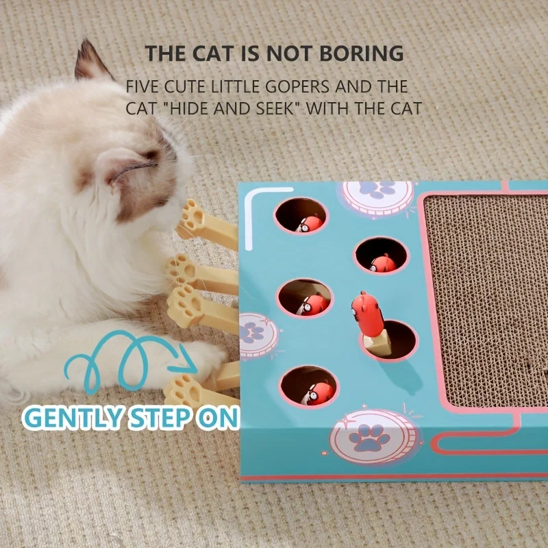Rascador interactivo para gatos con juego emergente de cartón