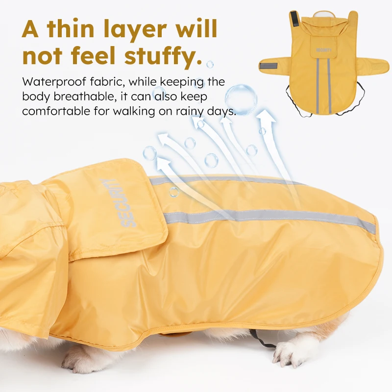 Chubasquero reflectante para mascotas Chubasquero para mascotas para perros pequeños y medianos Tela ligera, transpirable e impermeable - imagen 3