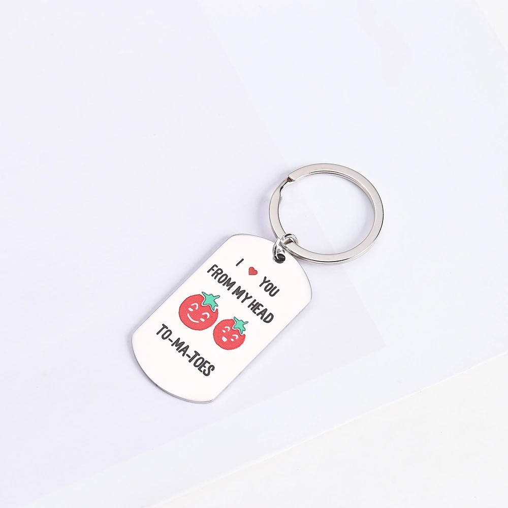 LLavero de acero de titanio colorido para novio y novia, llavero "te amo desde mi cabeza hasta los dedos del pie", 1 unidad - imagen 3
