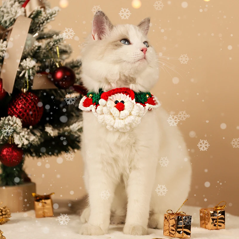 HOOPET-collares navideños para gatos, bufanda de lana de Año Nuevo para mascotas, suministros para mascotas, regalo para gatos, decoración para cachorros, accesorios para mascotas - imagen 2