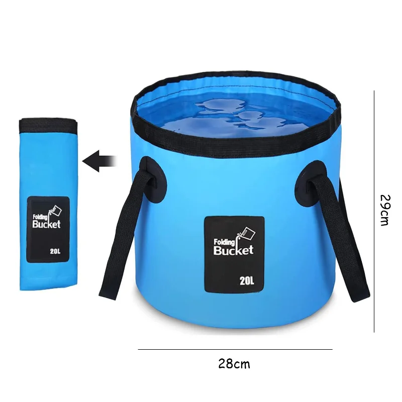 Bolsa de lavado para fregadero, cubo para lavado de coches, portátil, para viajes al aire libre, plegable, multifunción, para pesca, Camping y senderismo, 2l, 20l - imagen 2