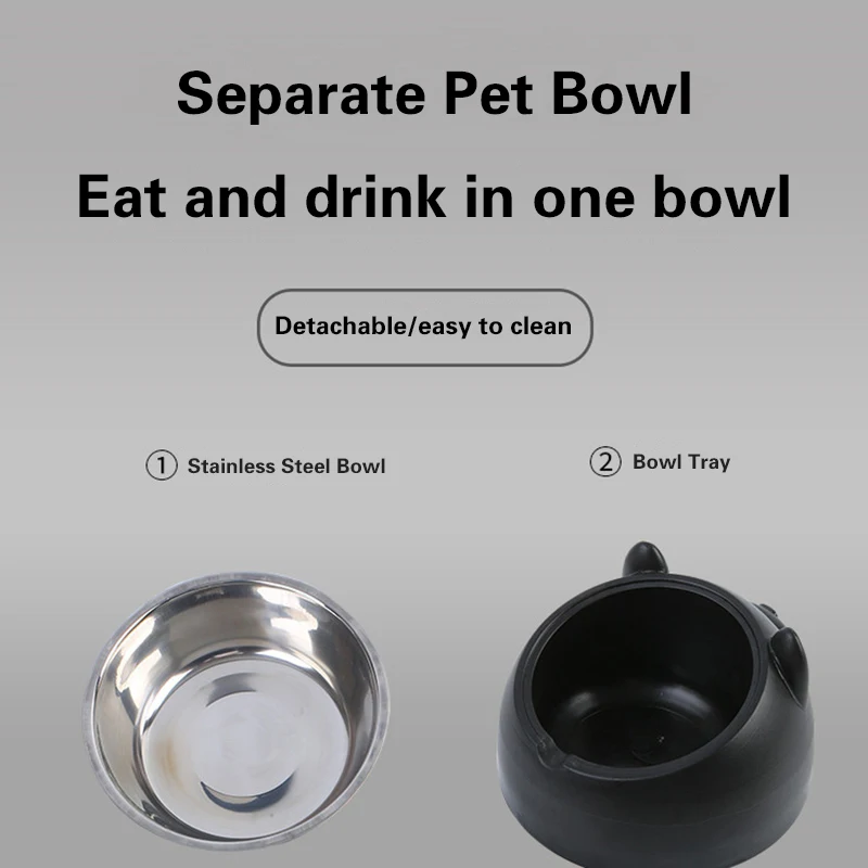 15 °   Cuenco inclinado de acero inoxidable para gatos, plato de agua y comida antideslizante para mascotas con protección para el cuello para perros y gatos, alimentador antiasfixia - imagen 5