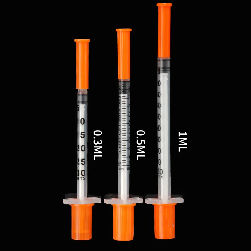 Jeringa veterinaria de plástico desechable, tapa naranja con agujas para animales de granja, gato, perro, cerdo, ganado, oveja, 0,3/0,5/1ML, 10 Uds. - imagen 3