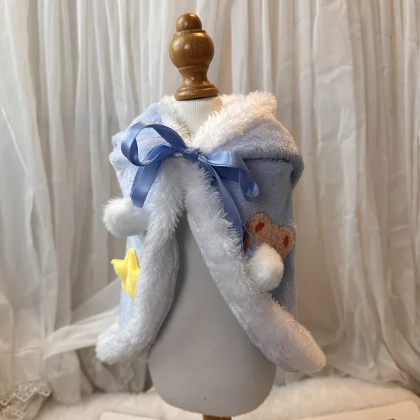 Sombrero de fiesta para mascotas, capa de felpa, manta, sombreros para mascotas, ropa para perros y gatos, abrigo de oso de estrella lindo, vestido de diseñador, ropa para perros pequeños