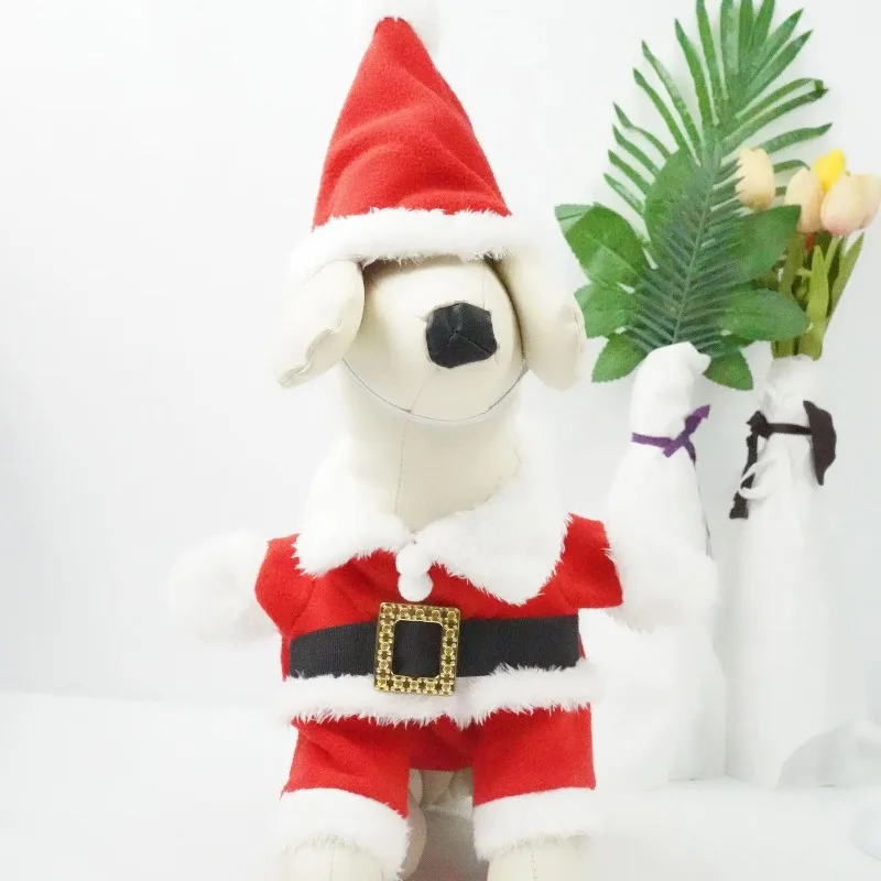 Disfraz de Papá Noel para perros pequeños y medianos, disfraz navideño para mascotas con sombrero, ropa festiva para - imagen 3