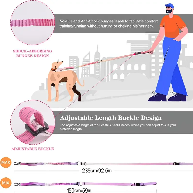 Correa versátil para perros manos libres: cuerda de tracción cruzada ajustable, ideal para correr y caminar, correa para mascotas de moda - imagen 3