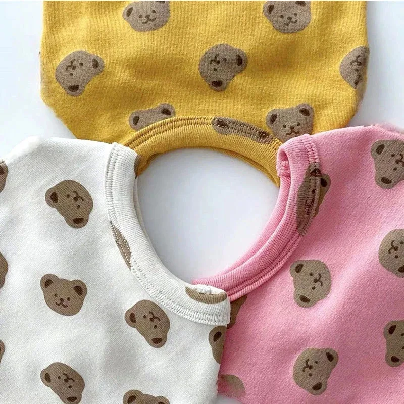 Ropa de primavera y otoño para perros pequeños, camisa con estampado de dibujos animados, chaleco para Gato, Bomei Yorkshire, ropa transpirable de algodón para cachorros