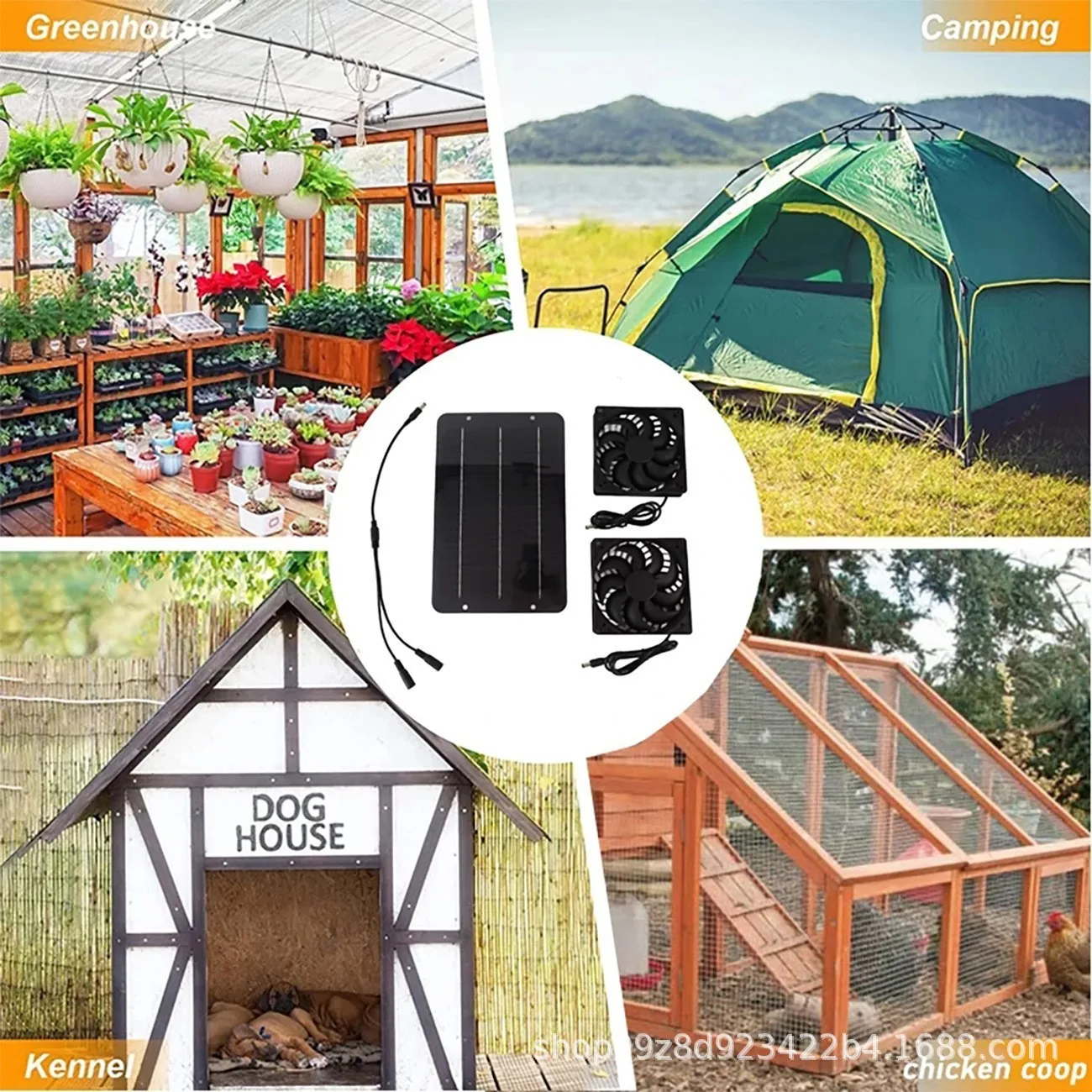 Ventilador solar para caseta de perro – Extracción silenciosa