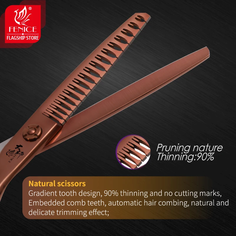 Fenice-Tijeras de aseo para mascotas, serie Master de alta calidad, 6,5/6,75/7/7, 5 pulgadas, rectas, curvadas, más delgadas - imagen 2
