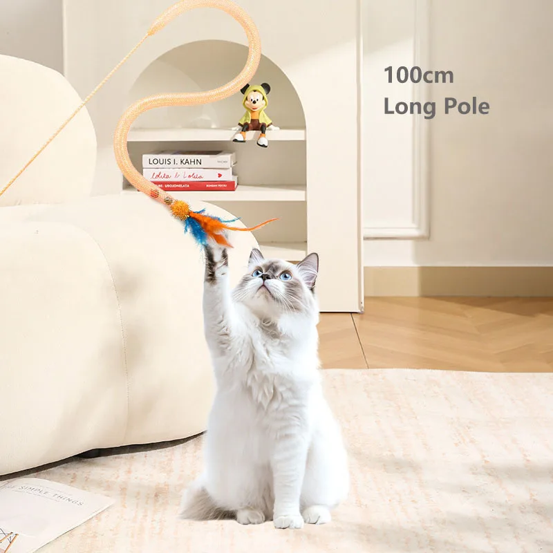 Juguete interactivo para gatos, divertidos juguetes con palo para gatos, varita Teaser para gatos con campana de plumas, juguetes para gatitos, accesorios para gatos - imagen 3
