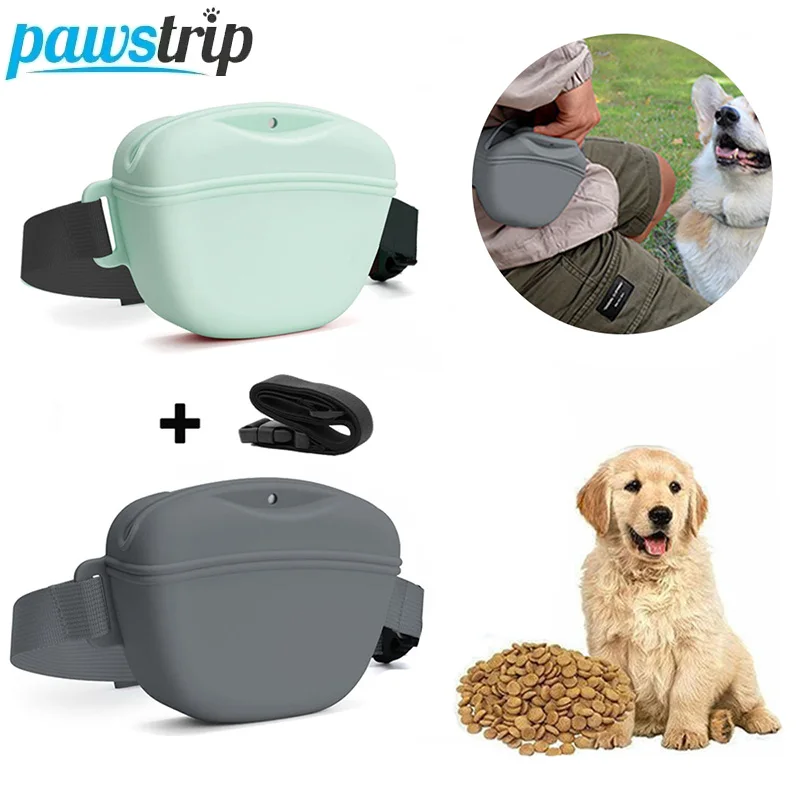 Bolsa de entrenamiento portátil para perros, riñonera de silicona para entrenamiento de perros, riñonera de recompensa de comida para cachorros, bolsa de almacenamiento de alimentación al aire libre, suministros para mascotas