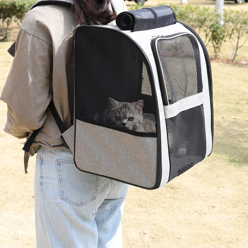 Mochilas para gatos, bolso de hombro transpirable para exteriores, para perros pequeños, mochila plegable de viaje portátil, suministros para mascotas - imagen 2