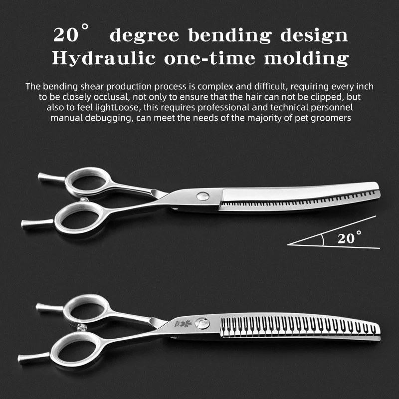 Tijeras curvadas naturales para el cuidado de mascotas con una tasa de depilación al 90% para adelgazar tijeras curvas, diseñadas específicamente para la belleza - imagen 5