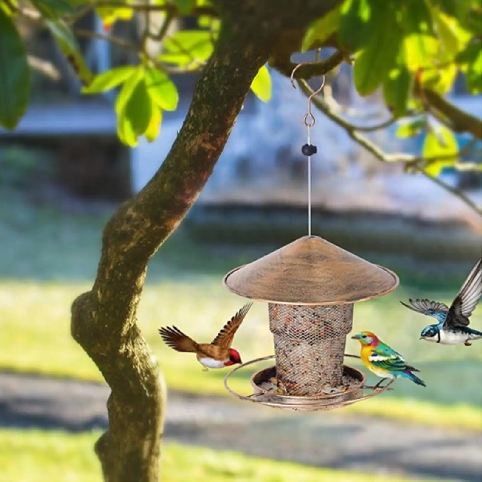 Bird Feeder for Outside Garden Decoration Weatherproof Easy Clean Hollow Design Bird Food Bowl Feeding Station for Backyard
