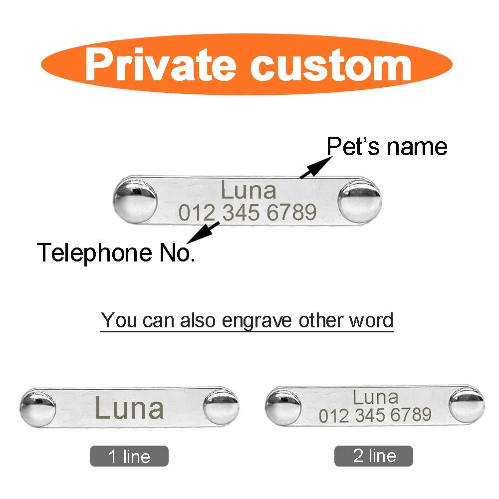 Etiqueta de identificación personalizada para mascotas, hebillas de seguridad a cuadros con campana, grabado ajustable, adecuado para gatito, cachorro, collar de accesorios - imagen 3