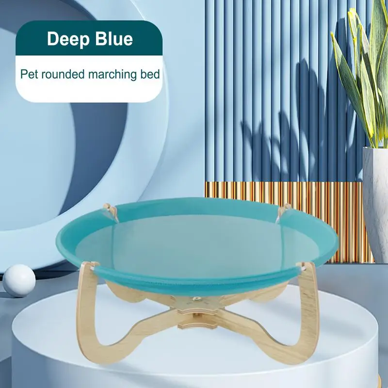 Hamaca de malla transpirable para perro, cama elevada con diseño de bolsillo profundo, Base de madera estable independiente, suministros para mascotas - imagen 5