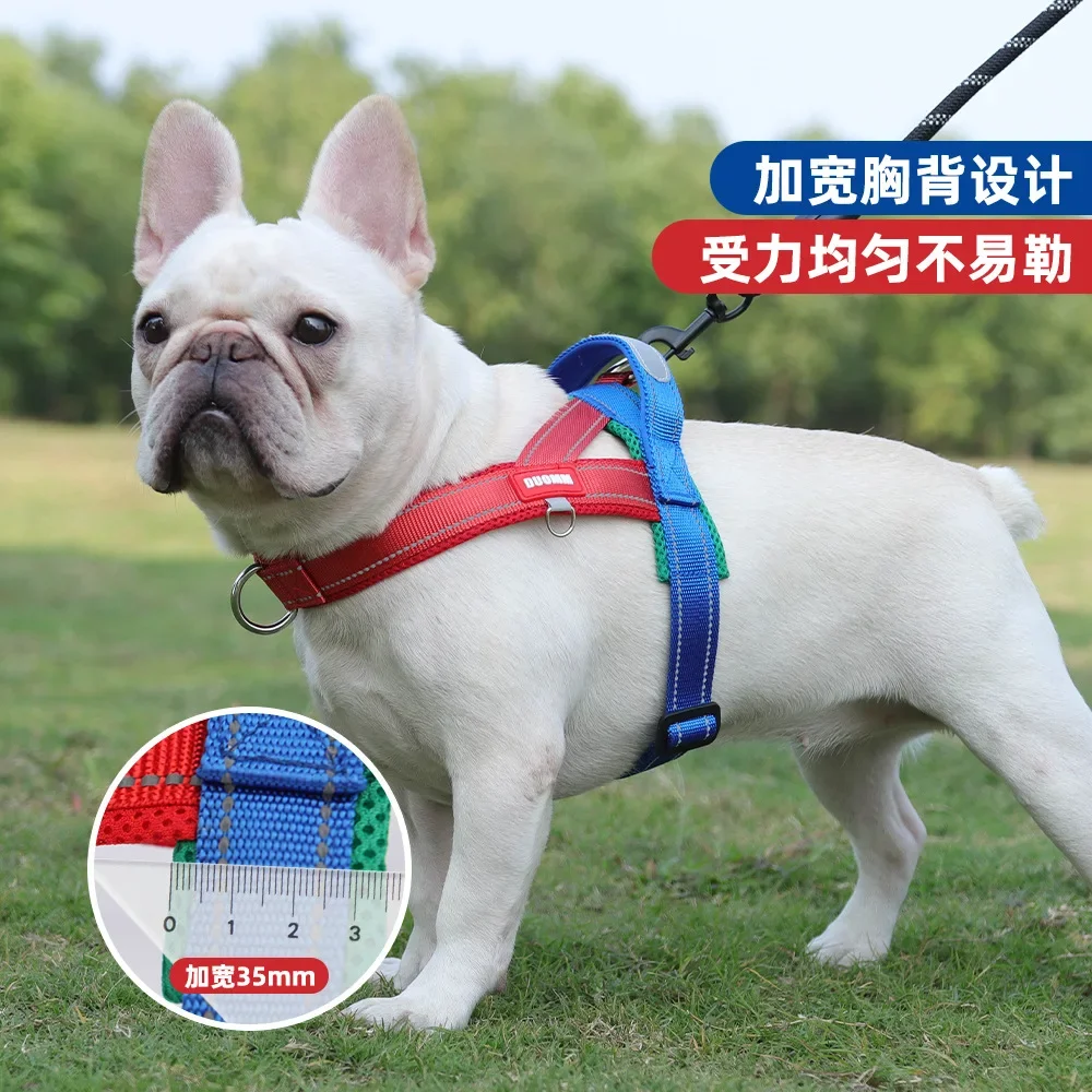 Correa perro tricolor ajustable cómoda para el pecho - imagen 3