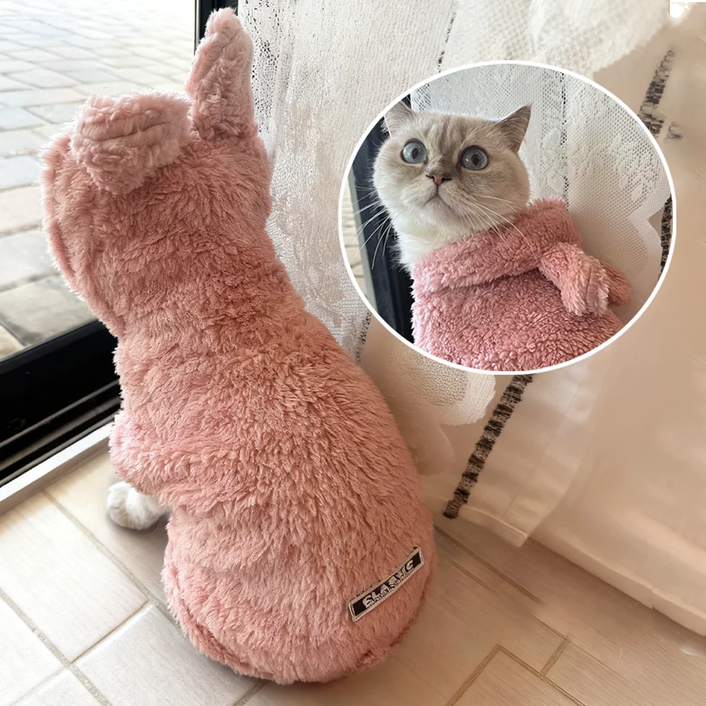 Disfraz de gato cálido de lana para invierno y otoño, ropa suave y bonita para gatos, suéter para perros pequeños y medianos, abrigo divertido para mascotas Sphynx