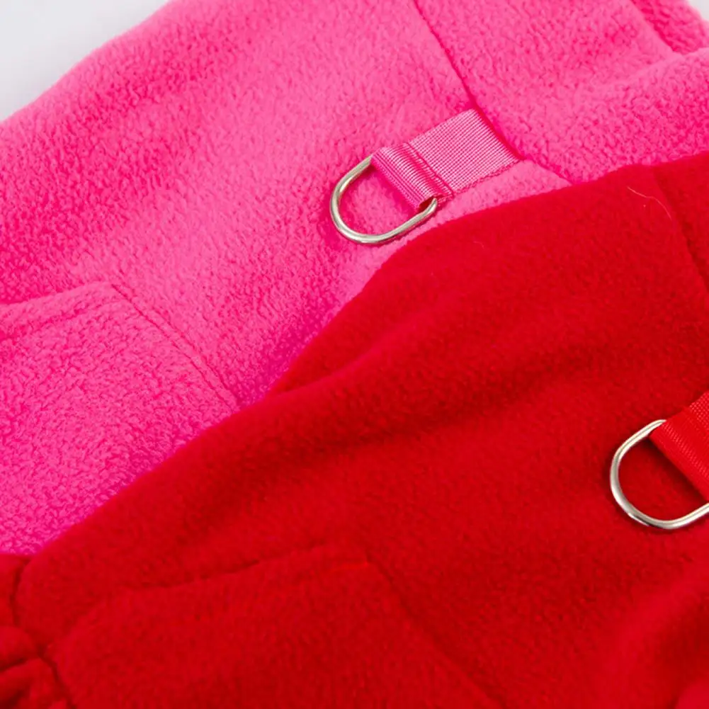 Vestido de invierno para perros, Color sólido, anillo en forma de D, dobladillo plisado, vestido para cachorros, forro polar grueso, sin mangas, dos patas, ropa para perros pequeños y medianos - imagen 4