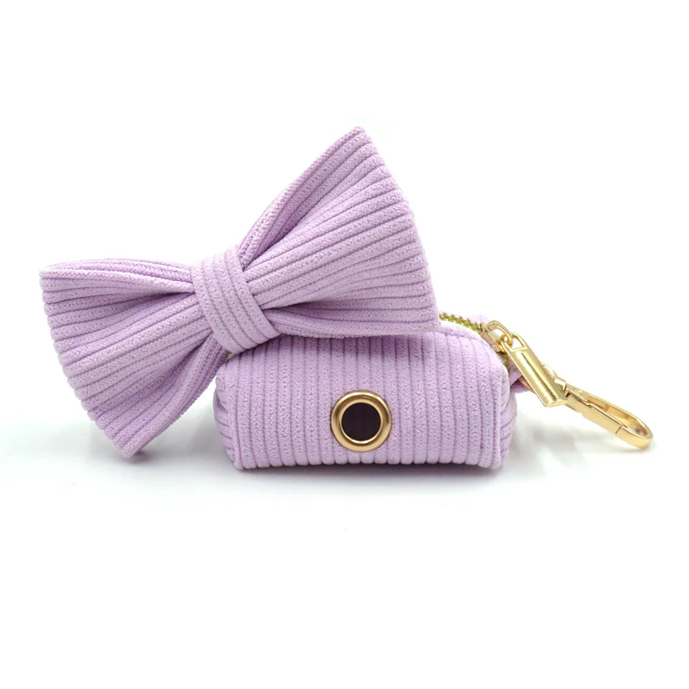 Arnés personalizado de pana violeta para perros pequeños, gatos, pajarita ligera para cachorros, conjunto de Collar y correa, accesorios personalizados para perros - imagen 5