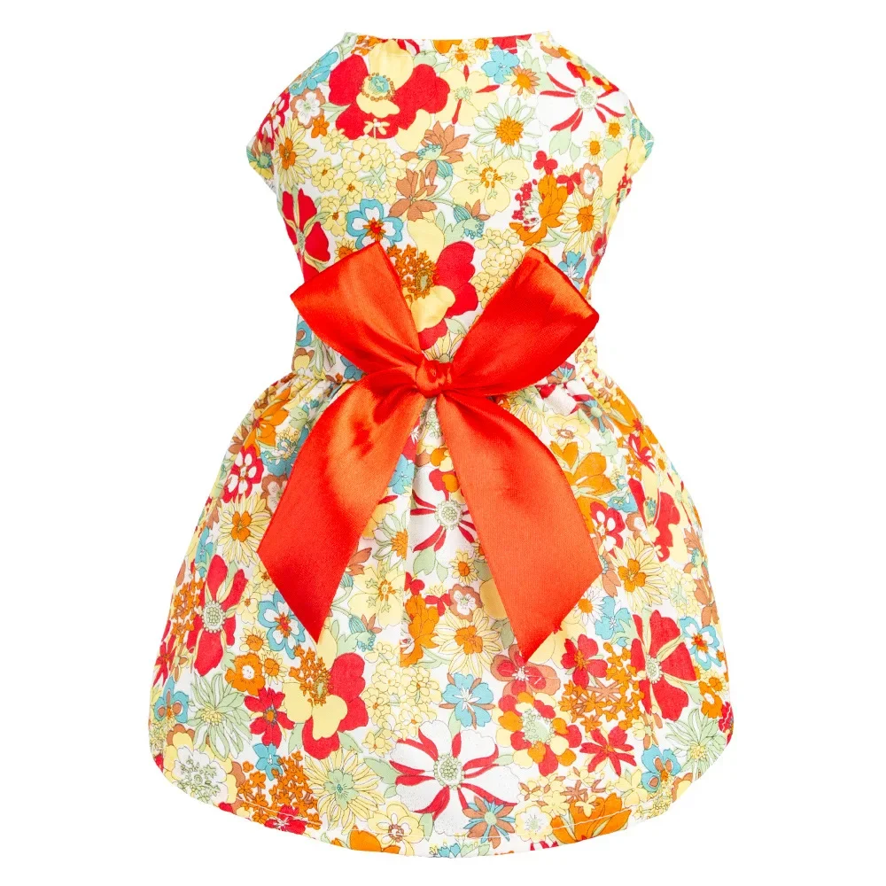 Vestidos para perros hawaianos con temática de verano, vestido de vacaciones para perros, flamenco, fruta, patrón Floral, vestidos para cachorros con lazo para niñas, perros, gatos, playa - imagen 5
