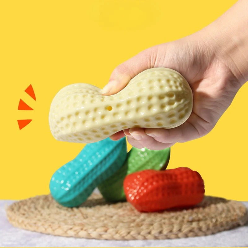 Juguete para masticar para perros, goma que grita, maní, limpieza de dientes, goma antimordedura, Corgi Teddy Shiba Inu, pelota de juguete para perros pequeños