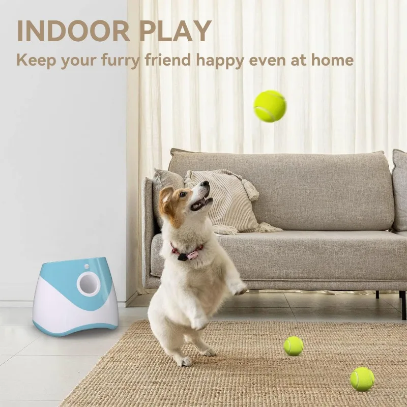 Lanzador automático de pelotas con 3 pelotas de tenis, lanzador interior y exterior para perros pequeños, perro enérgico, 3 Ajustes de distancia - imagen 2