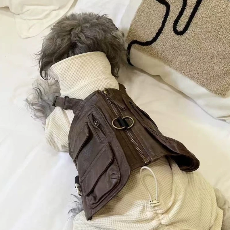 Chaquetas para perros de primavera, ropa de diseñador de lujo Schnauzer para perros de razas pequeñas, ropa de trabajo de peluche Bichon, chaleco con tirantes, chaquetas para cachorros York - imagen 3