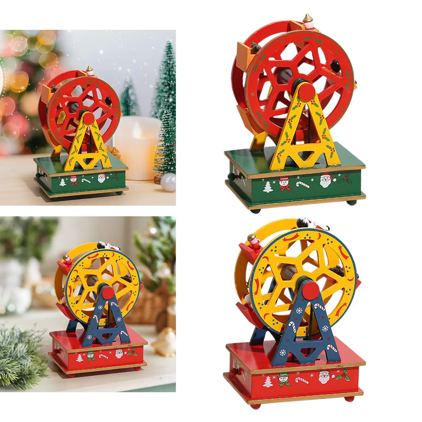 Christmas Music Box Ferris Wheel Crafts Home Decoration Accessories Desktop Ornament for Living Room Fireplace Indoor Home Shelf