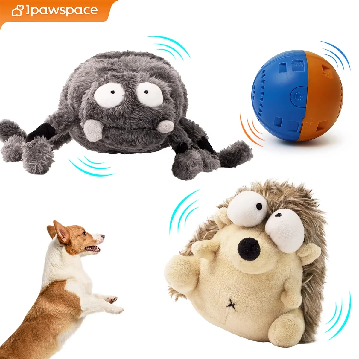 OUZEY-juguete interactivo de peluche para perros, pelota chirriante automática, juguetes para perros pequeños, resistente a mordeduras, accesorios de entrenamiento para mascotas - imagen 4