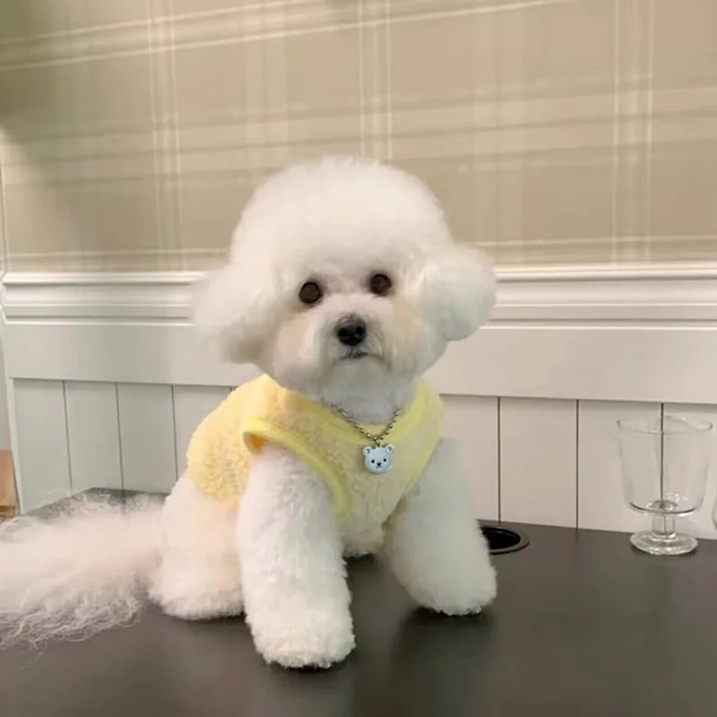 Otoño Invierno perro lindo chaleco de flores abrigo de lana pies de gato ropa cálida para perros abrigo para perros chaleco de felpa ropa para perros pequeños - imagen 5