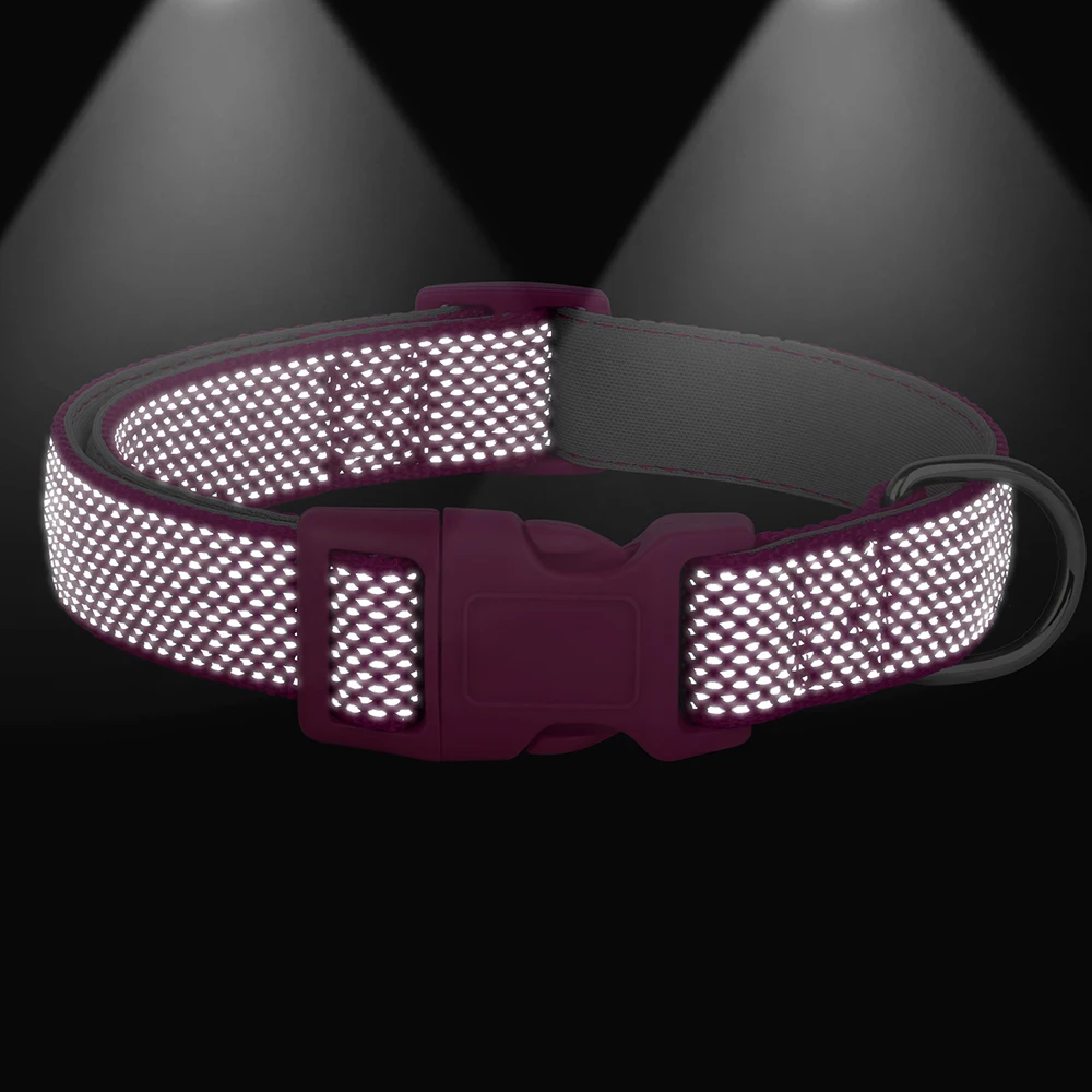 Collar reflectante de nailon para mascotas, Collar de seguridad duradero para cachorros, collares ajustables para perros pequeños y grandes, Pug por la noche - imagen 5