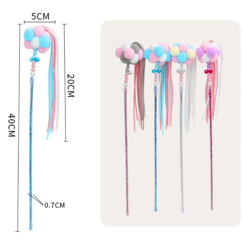 Juguetes interactivos para gatos, palos de bola de lana con borla, resistentes a las mordeduras, con campana, Limpieza de dientes, suministros para mascotas - imagen 5
