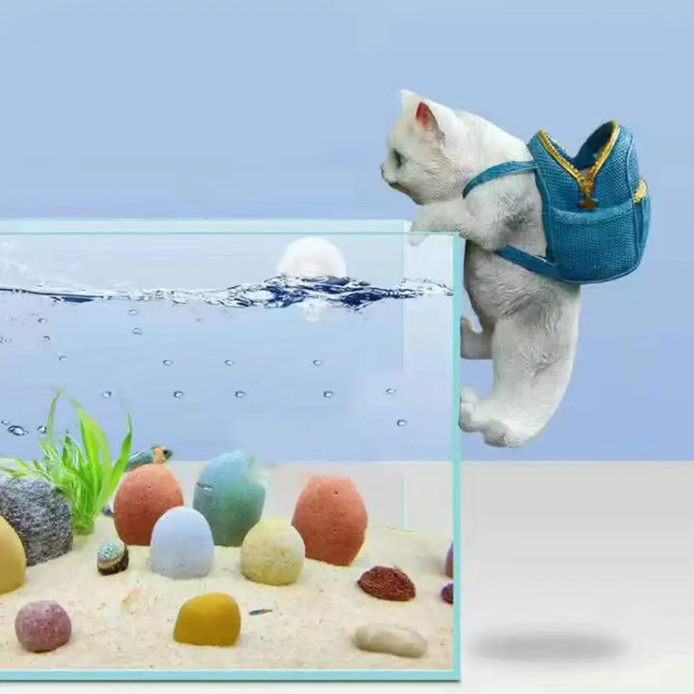 Ornamento de tanque de peces de moda, paisajismo, lindo acuario, mochila colgante, decoración de gato - imagen 3