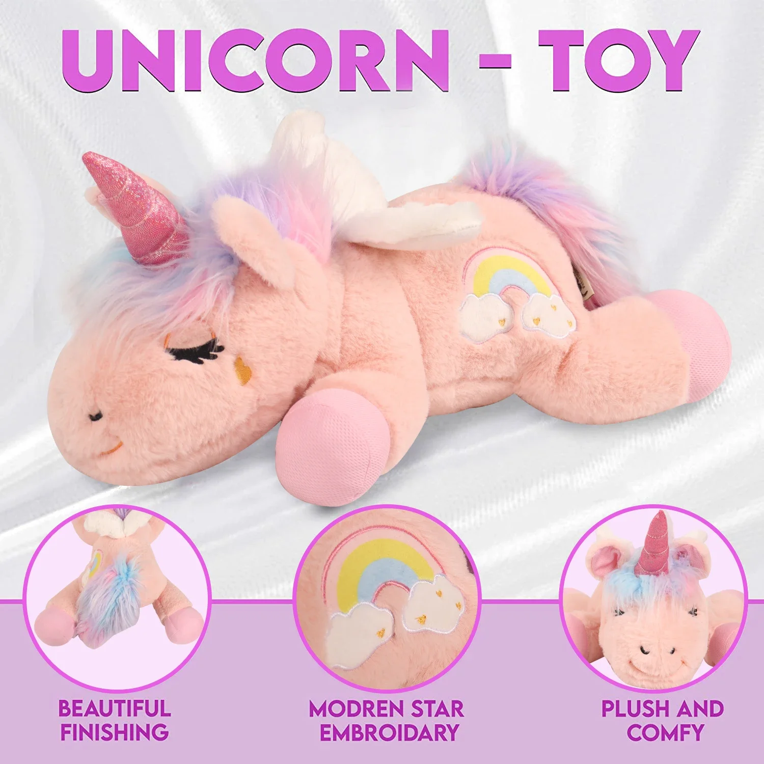 PETFULED unicornio latido del corazón juguetes de peluche para perros, juguetes cómodos para cachorros, reducción del estrés, jaula de ayuda para dormir, juguetes para masticar duraderos para Do - imagen 3