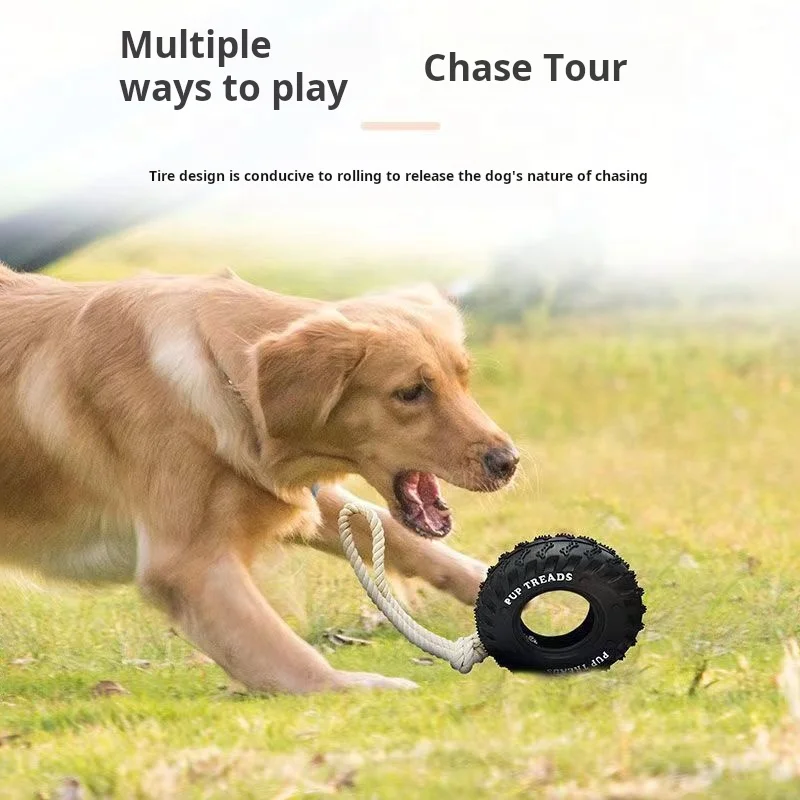 Juguetes para perros, neumáticos de goma resistentes a mordeduras, entrenamiento interactivo para herringear bordes, rechinar los dientes, roer los juguetes para perros grandes - imagen 4