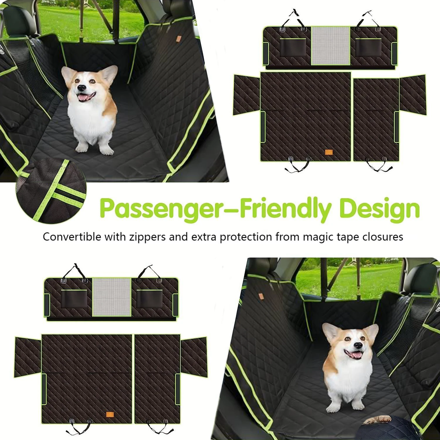 Funda de asiento de coche para perros 6 en 1 mejorada para asiento trasero, hamaca de coche para perros 100% impermeable con ventana de malla para coches, camiones y SU - imagen 5