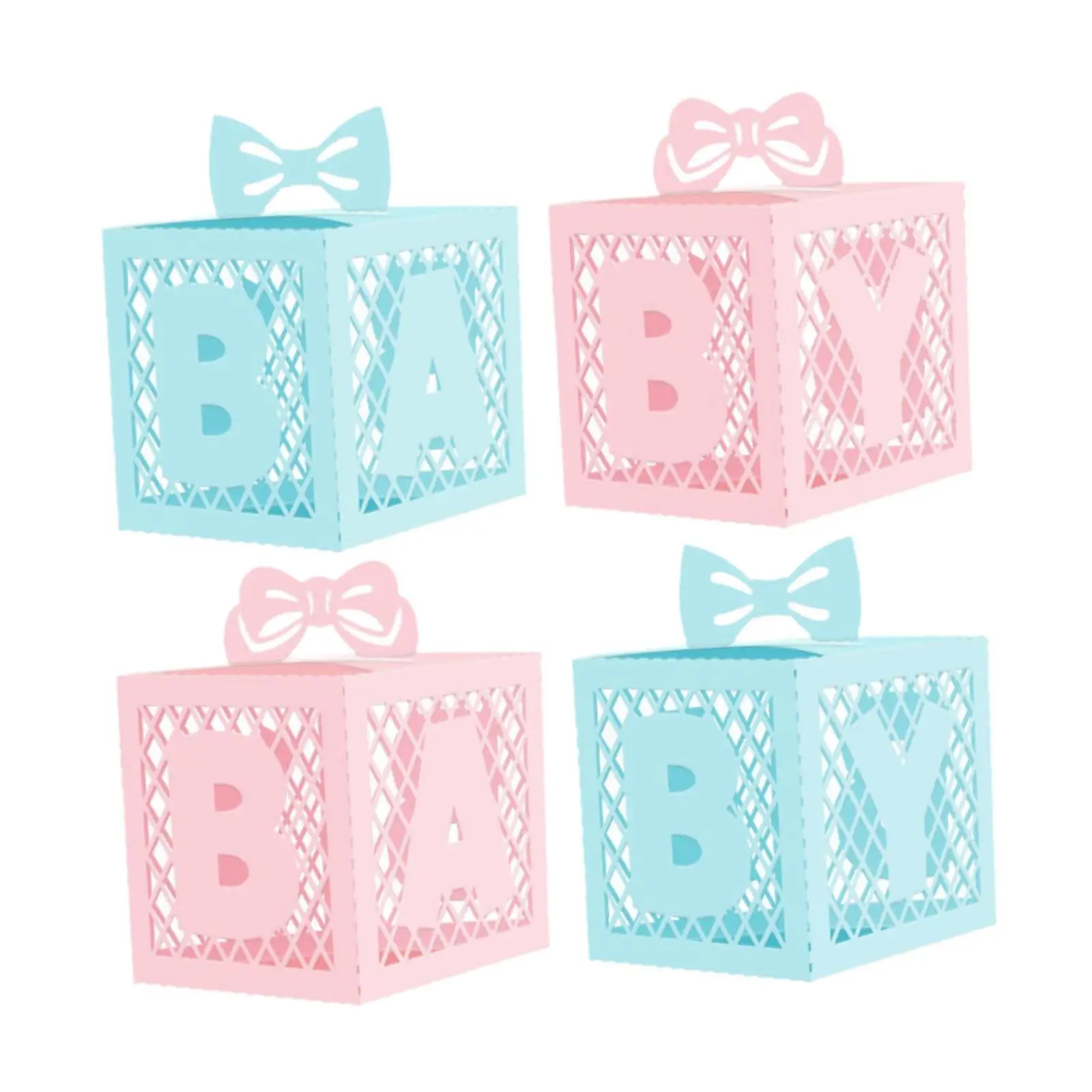 Set of 4 Baby Boxes with Letters, Block Pattern, Box Decoration