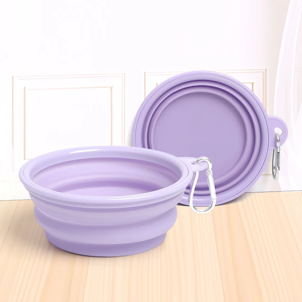 Cuenco plegable de silicona para perros y mascotas, bandeja de alimentación portátil para viaje al aire libre, contenedor de agua y comida para gatos, suministros para mascotas