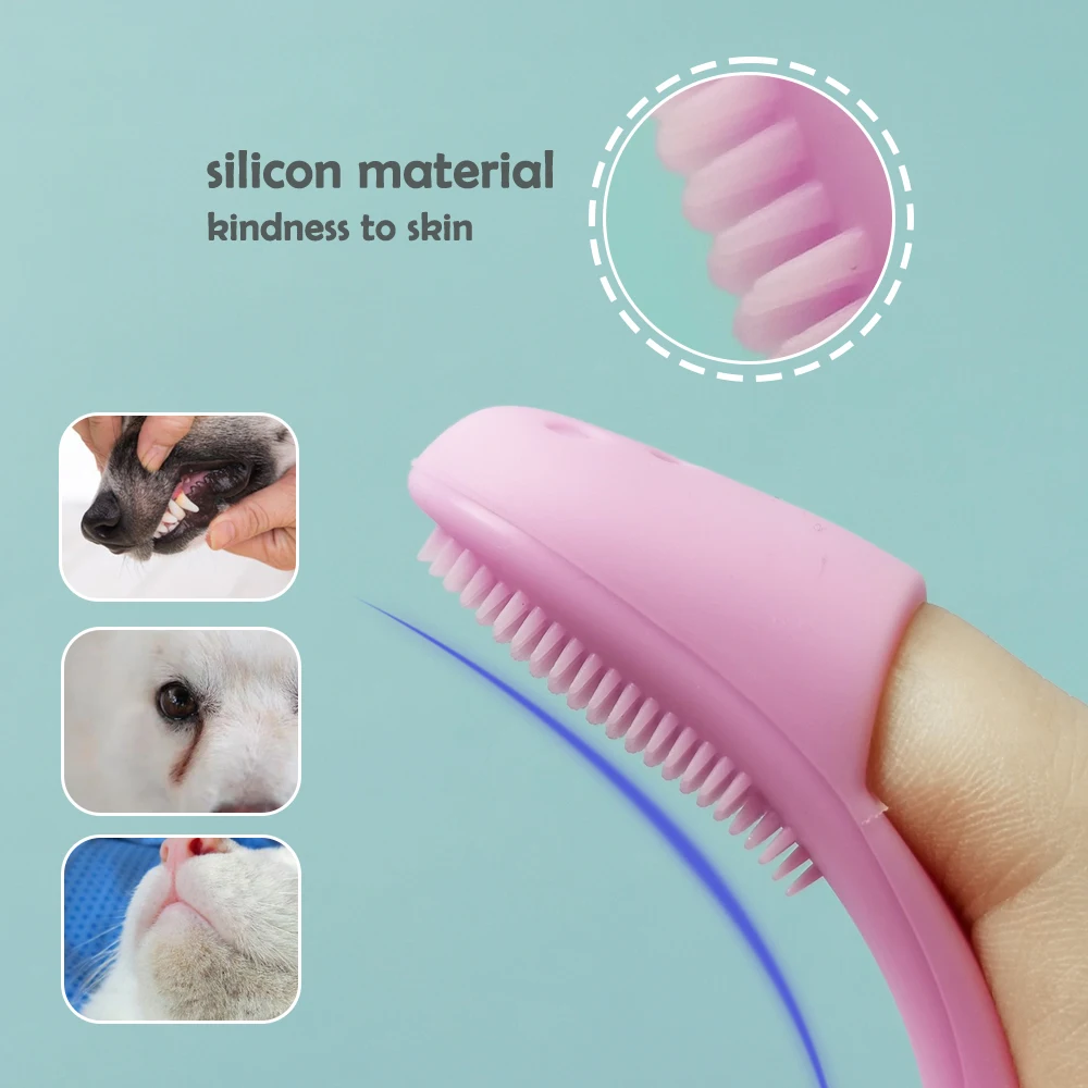 Suministros de limpieza para perros y gatos, cepillo suave para dedos de mascotas, cepillo para gatos, cepillo de dientes para manchas, cuidado de los ojos, herramientas de limpieza y aseo para mascotas - imagen 2
