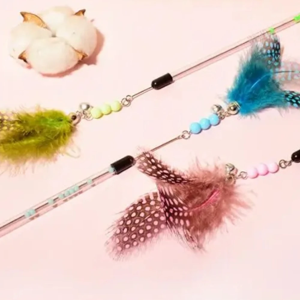 3 uds juguetes para gatos palos de plumas para gatos mango retráctil juguete para gatos juguetes interactivos de plumas para gatos con gatito juguete rompecabezas productos para mascotas - imagen 4