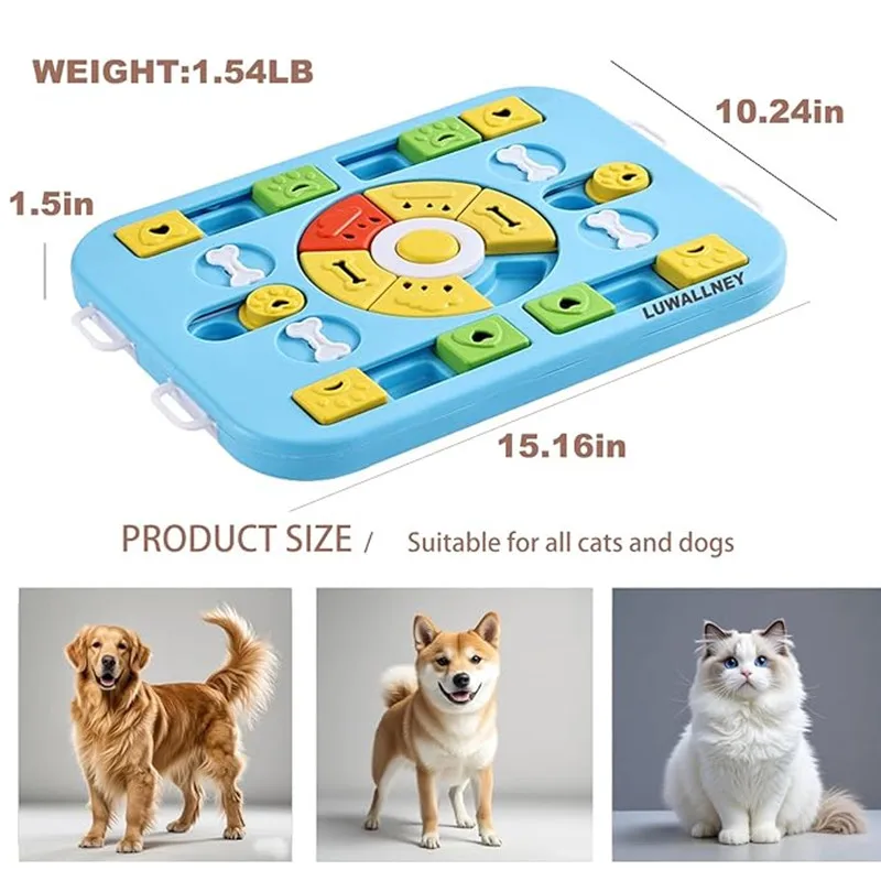 Juguete interactivo rompecabezas para perros y gatos grandes, medianos y pequeños, 4 formas de jugar, alimentador lento que promueve la digestión, fácil de limpiar - imagen 5