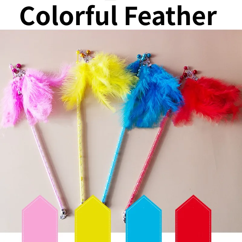 Juguete para gatos con plumas, palo de rompecabezas para gatos, juguetes para gatos con plumas coloridas, palo con mango retráctil interactivo, juguete para gatos con campana, productos para mascotas - imagen 2