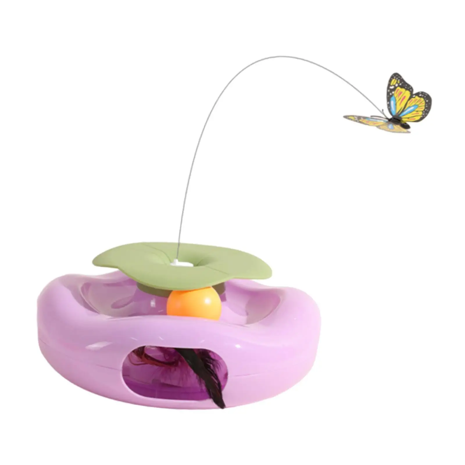 Suministros de ejercicio interactivos para gatos, mariposa eléctrica ligera portátil con pluma para gatos de interior - imagen 3