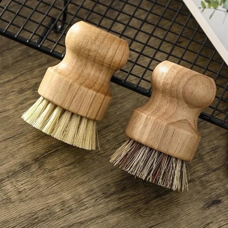 Cepillos de bambú Natural para fregar platos, depuradores de limpieza de madera para lavar sartén de hierro fundido, cerdas de Sisal naturales, limpiador de cepillos - imagen 4