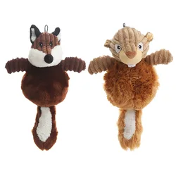 Juguete de peluche para perros con forma de zorro: juguete chirriante resistente a mordeduras para mascotas, material de felpa suave, juguete interactivo para masticar para cachorros y perros,