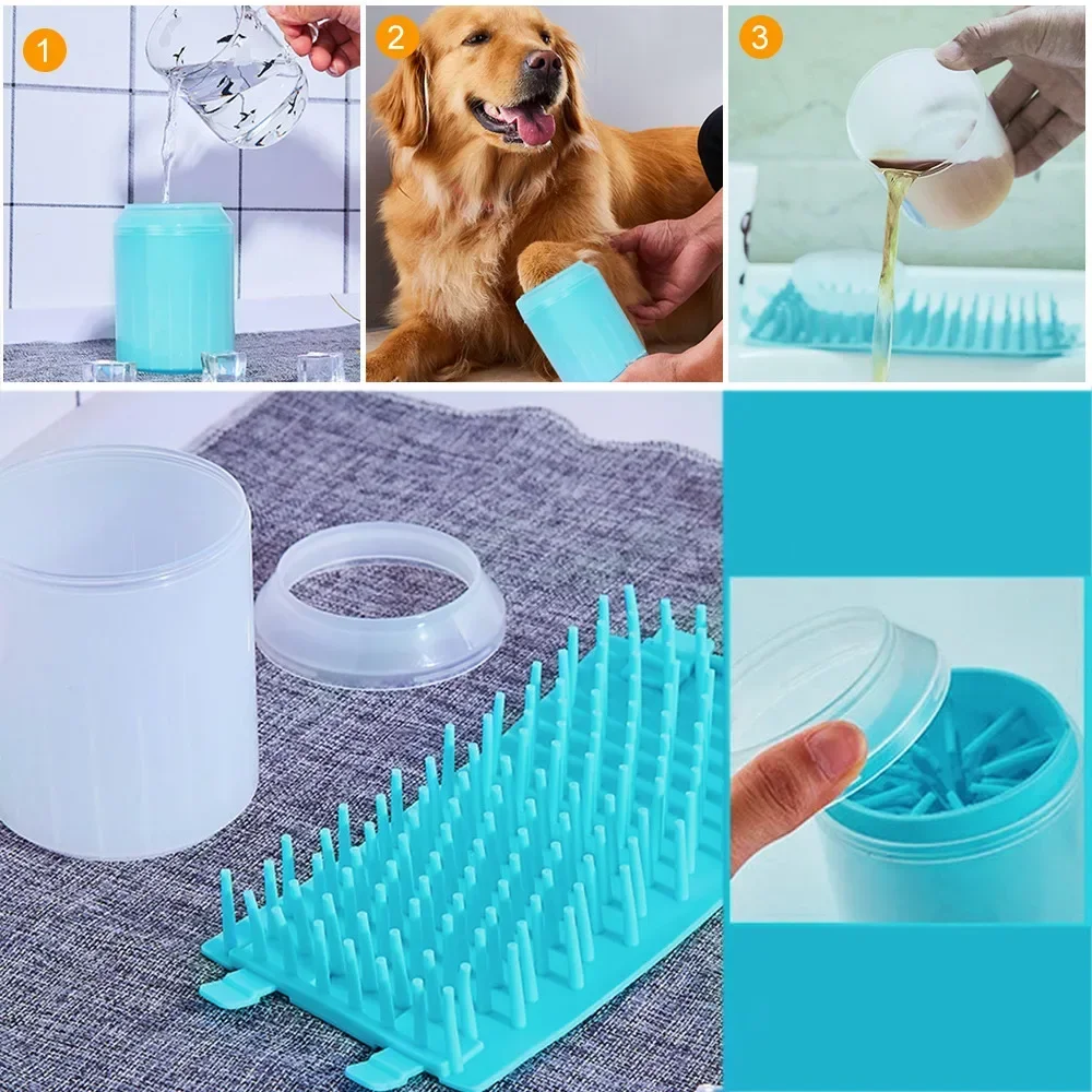 Limpiador de patas de émbolo para mascotas, taza de limpieza de pies de silicona suave, cepillo de limpieza de patas portátil para gatos y perros, suministros prácticos para el hogar, 3 tamaños - imagen 3