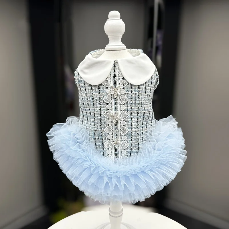 Vestido de encaje para perros, vestido formal para mascotas, vestido de noche para perros, Falda plisada para mascotas, vestido de fiesta de cumpleaños y vestido de vacaciones, ropa para mascotas - imagen 4