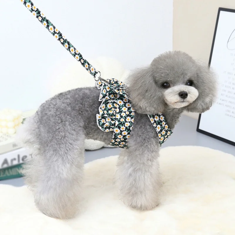 Vestido de verano para perro pequeño con arnés y correa - imagen 3
