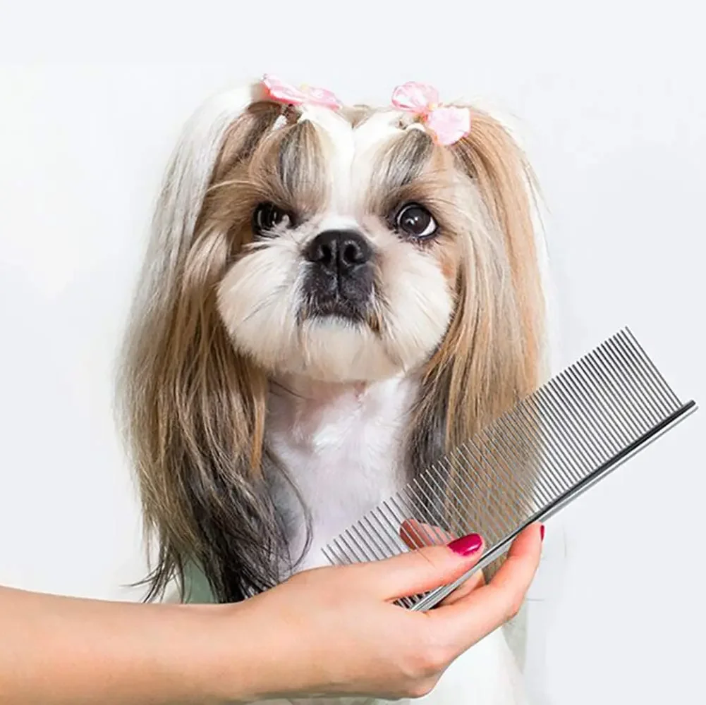 Peines de acero para mascotas, herramienta para quitar piel mate, peine para desmatting de mascotas con dientes redondeados para Golden Retriever persa